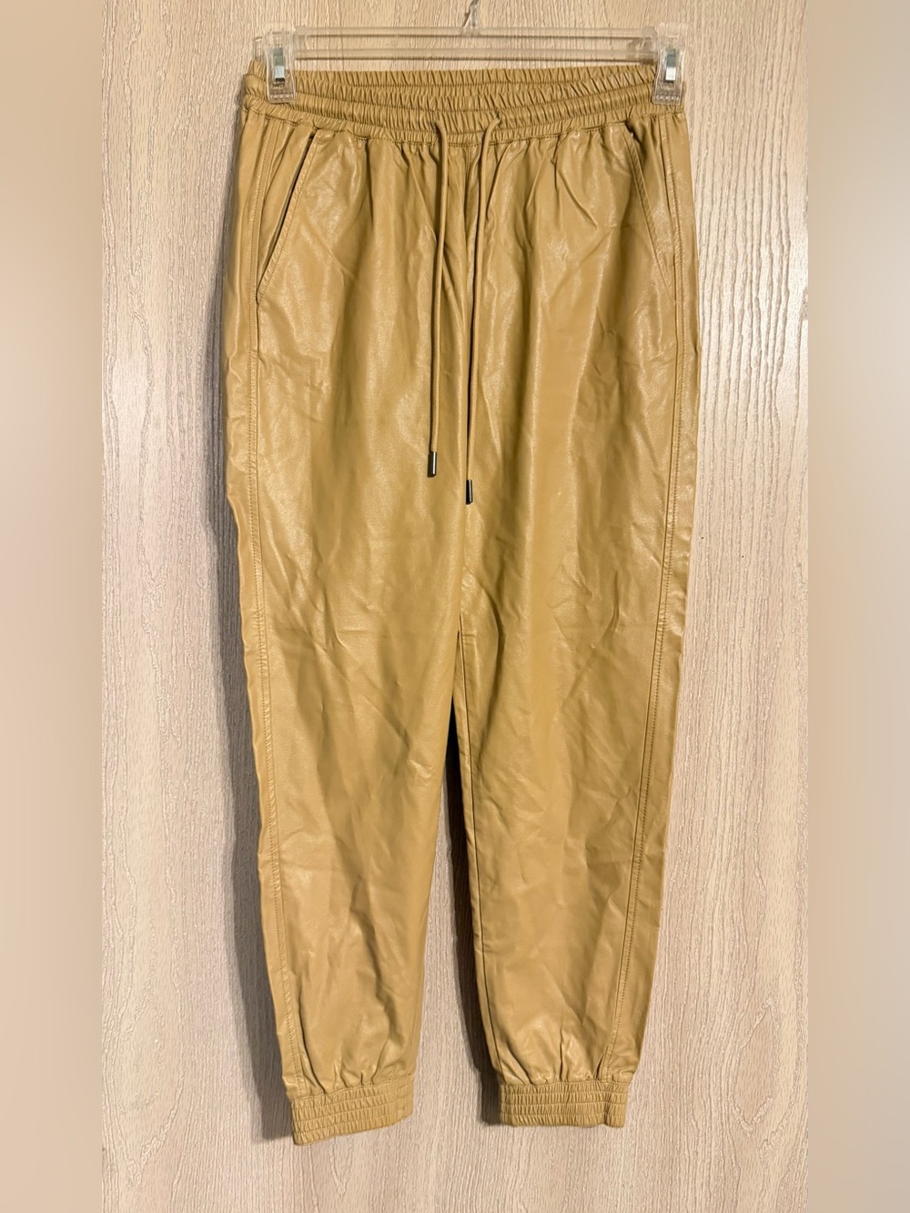 Stella Luce Camel Faux Leather Jogger Pants Size Small - Picture 3 of 16